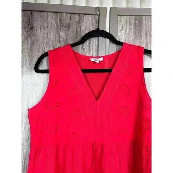 Rosemarine Dress Small Linen Tiered Red Color Sleeveless Made in Italy Sz S - Picture 2 of 9